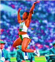 Chioma Ajunwa winning Long Jump Gold at Atlanta '96