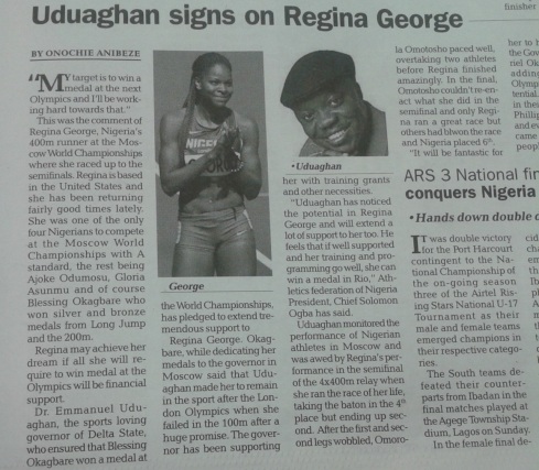 Uduaghan signs on Regina George