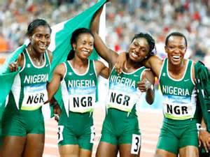 Team Nigeria's Bronze Medal winning quartet in the women's 4x100 metres at the Beijing 2008 Olympics!