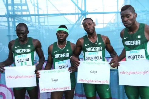 Nigeria's 4x400m World Relay Team  (L-R, Isah Salihu, Noah Akwu, Tobi Ogunmola, Amechi Morton)