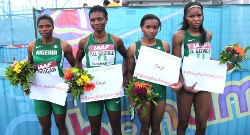 Nigeria's 4x400m World Relay Bronze-winning team (L-R, Sade Abugan, Patience Okon George, Omolara Omotosho, Regina George)