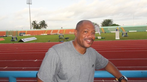 Maurice Greene, Team Nigeria's Relay Coordinator, at the UJ Esuene Stadium, Calabar, during the 2014 Nigerian Athletics Championships