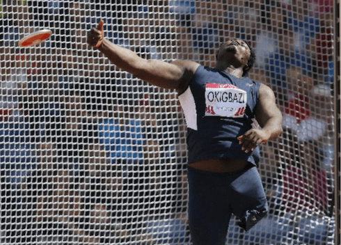 Nigeria's Richard Okigbazi during the Men's Para Sport Discus Throw F42/F44  (Photo Credit: AP Photo/Frank Augstein)